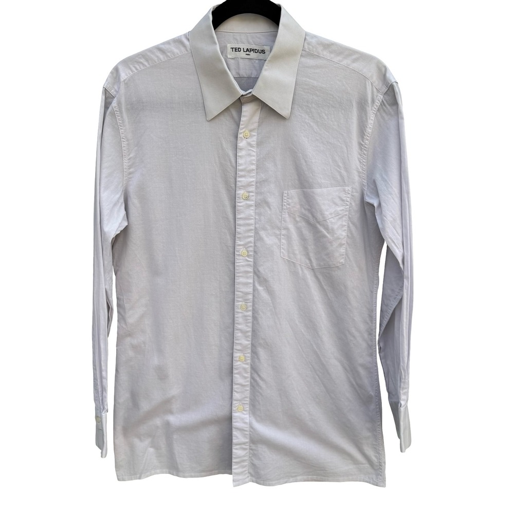 Ted Lapidus Paris Vintage French Designer Luxury Minimalist Shirt‎ Grey Mens L